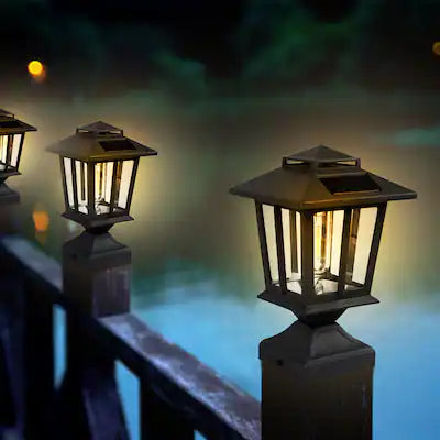 SmartYard Metal Solar Post Lights 4X4 Outdoor, Waterproof Fence Post Lights 2 Pack