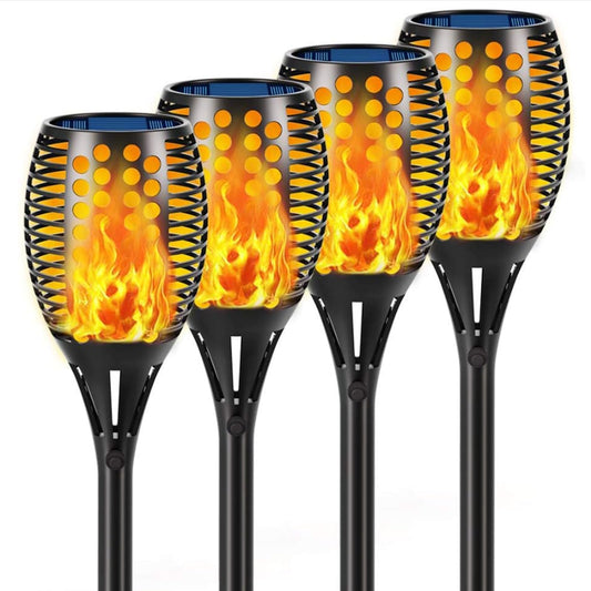 4-Pack Solar Flickering Flames Torch Lights Outdoor Dusk to Dawn Auto On/Off 43 Inch