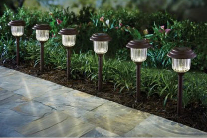 SmartYard Solar Pathway Lights Stainless-Steel and Glass (8 pack)