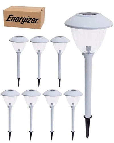 Energizer Solar Outdoor Pathway Lights Stainless Steel And Glass LED Lights- 8 Pack