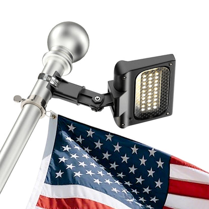 LumenX Flag Pole Light Solar Powered 3 Mode Metal Clamps Fits 5ft 6ft Wall-Mounted Flag Poles Top Mount