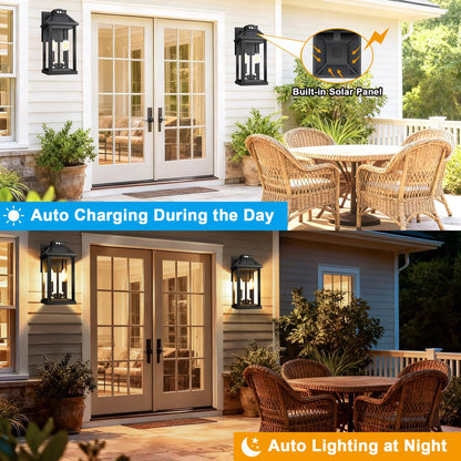 SmartYard Solar Wall Lantern with Motion Sensor – 3 Lighting Modes, Dusk-to-Dawn Outdoor Porch Light