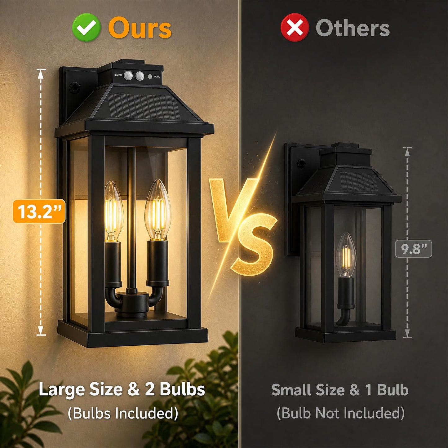 SmartYard Solar Wall Lantern with Motion Sensor – 3 Lighting Modes, Dusk-to-Dawn Outdoor Porch Light
