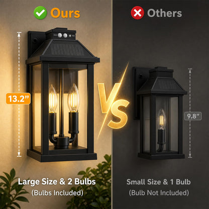 SmartYard Solar Wall Lantern with Motion Sensor – 3 Lighting Modes, Dusk-to-Dawn Outdoor Porch Light