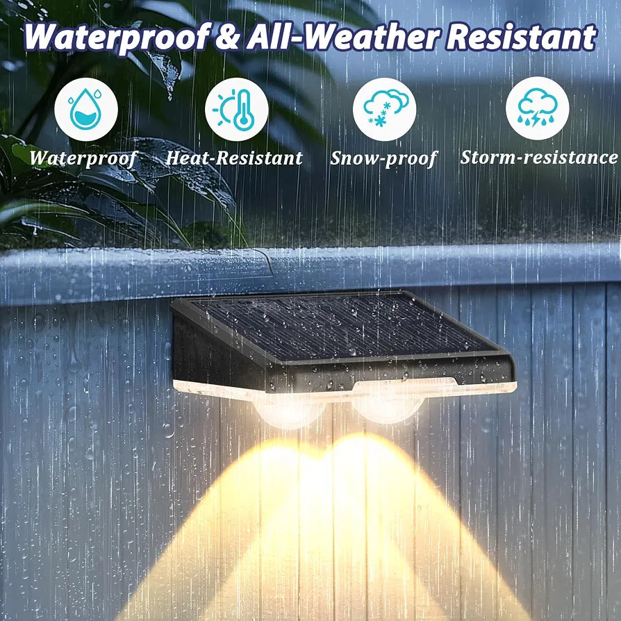 LumenX Solar Fence Lights – 3-Color Temperature, 80 Lumen IP65 Waterproof, Black 8-Pack