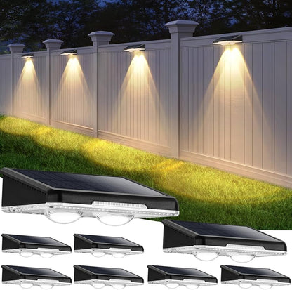 LumenX Solar Fence Lights – 3-Color Temperature, 80 Lumen IP65 Waterproof, Black 8-Pack