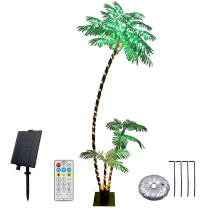 LumenX 7ft Solar Lighted Palm Tree, Home Room Decor 260LED Christmas Tree, 3 Trunks Artificial Palm Trees