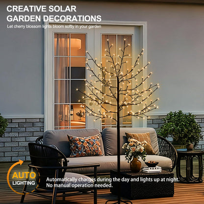 LumenX Solar Lighted Cherry Blossom Tree, 6 Feet 200LED Light Up Artificial Cherry Tree with Detachable Crystal Flower for Outdoor Porch Home Wedding Holiday Decoration (Warm White)