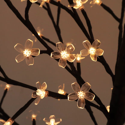 LumenX Solar Lighted Cherry Blossom Tree, 6 Feet 200LED Light Up Artificial Cherry Tree with Detachable Crystal Flower for Outdoor Porch Home Wedding Holiday Decoration (Warm White)