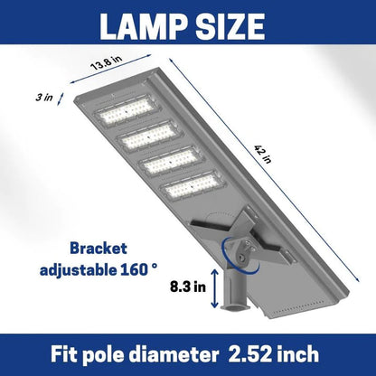 2500W Commercial Solar Power LED Parking Lot / Street/ Arena Light 160000 Lumen - (Black)