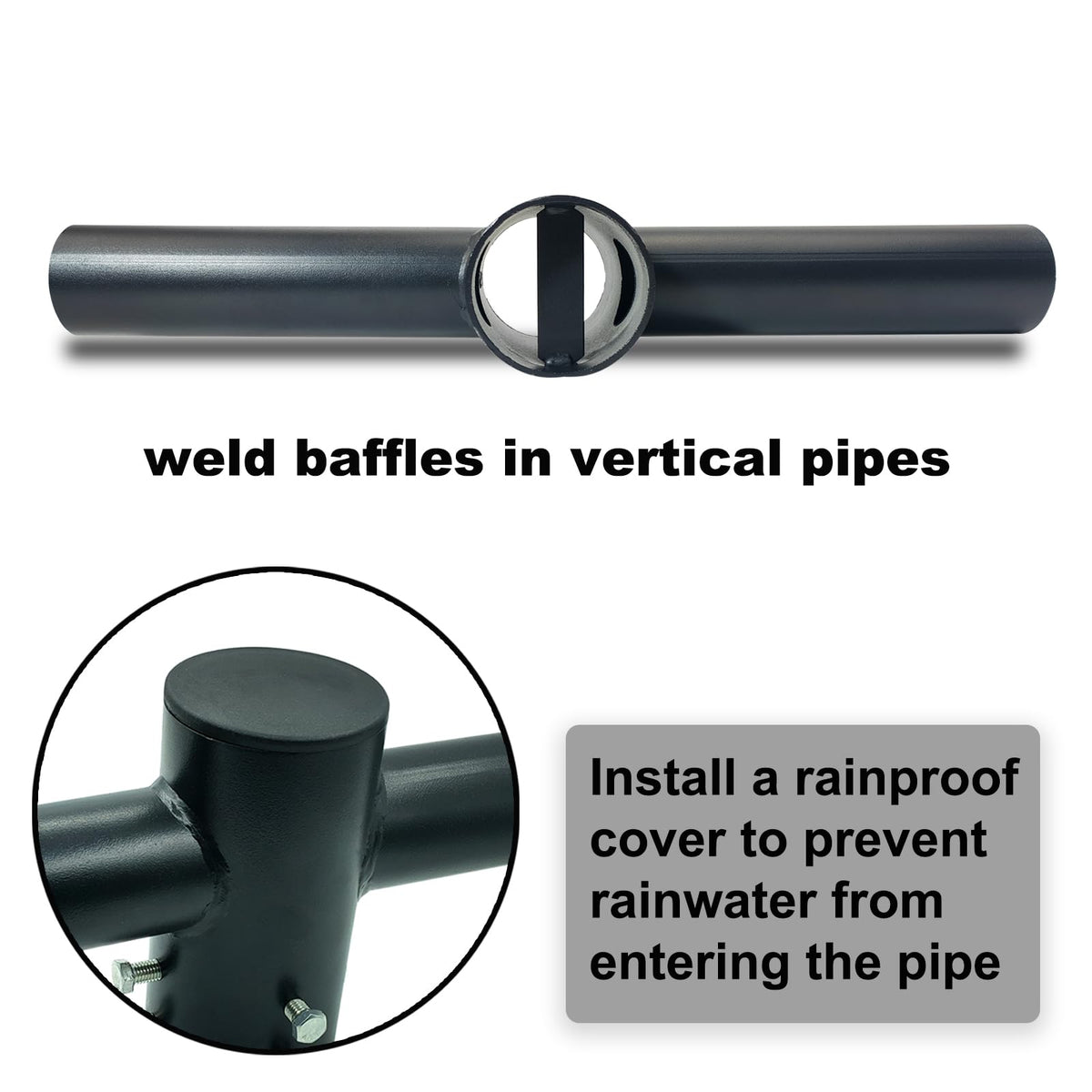 180° Double Bullhorn Light Pole Bracket for 3" Round Pole – Dual 2-3/8" Slip Fitter Tenon, Heavy-Duty Steel