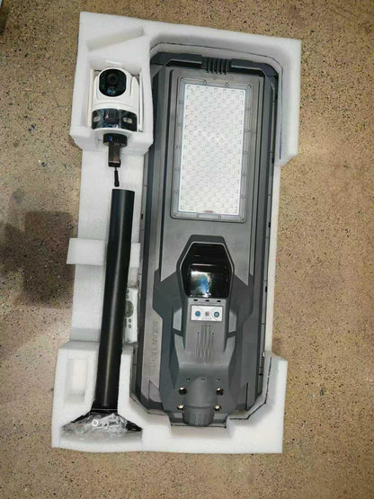LumenXUSA 12,000W Solar Camera Street Light – Wi-Fi PTZ Security Camera, Color Night Vision, Motion Detection & Auto Tracking