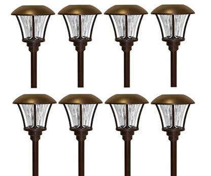 SmartYard 8 Pack LED Pathway Solar Lights, 15 Lumen, Model 10192 Oil Rubbed Bronze Aluminum and Glass