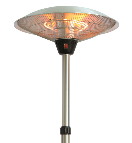 1500w Electric Patio Heater for Outdoor Stainless Steel Free Standing Infrared Space Heater with Adjustable Height and Dust Bag, Tip-over Protection