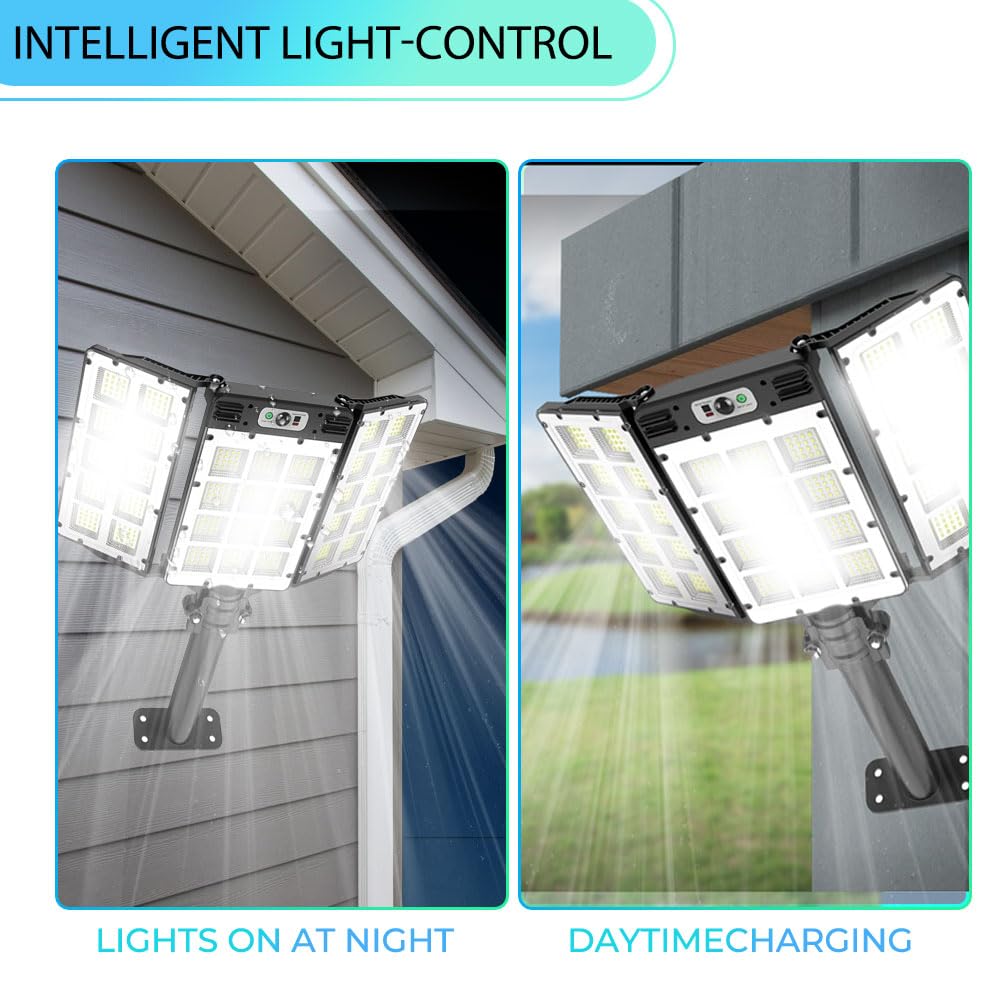 500W Solar Street Lights,6000mAh 800LED Motion Sensor Outdoor Lights with Remote Control, IP66 Waterproof Adjustable Flood Light