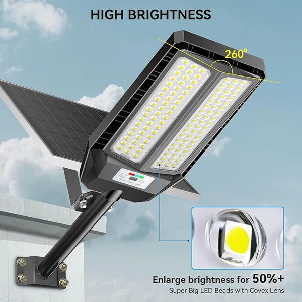 8500W Solar Street Lights Outdoor, 6500K Dusk to Dawn, LED Wide Angle Lamp with Motion Sensor and Remote Control