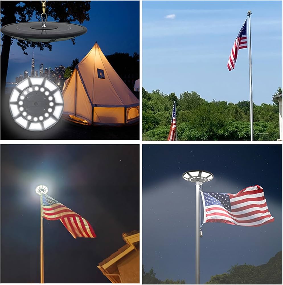 Commercial Solar Flag Pole Light Outdoor Dusk to Dawn, 266 led Light, 4200lm Super Bright