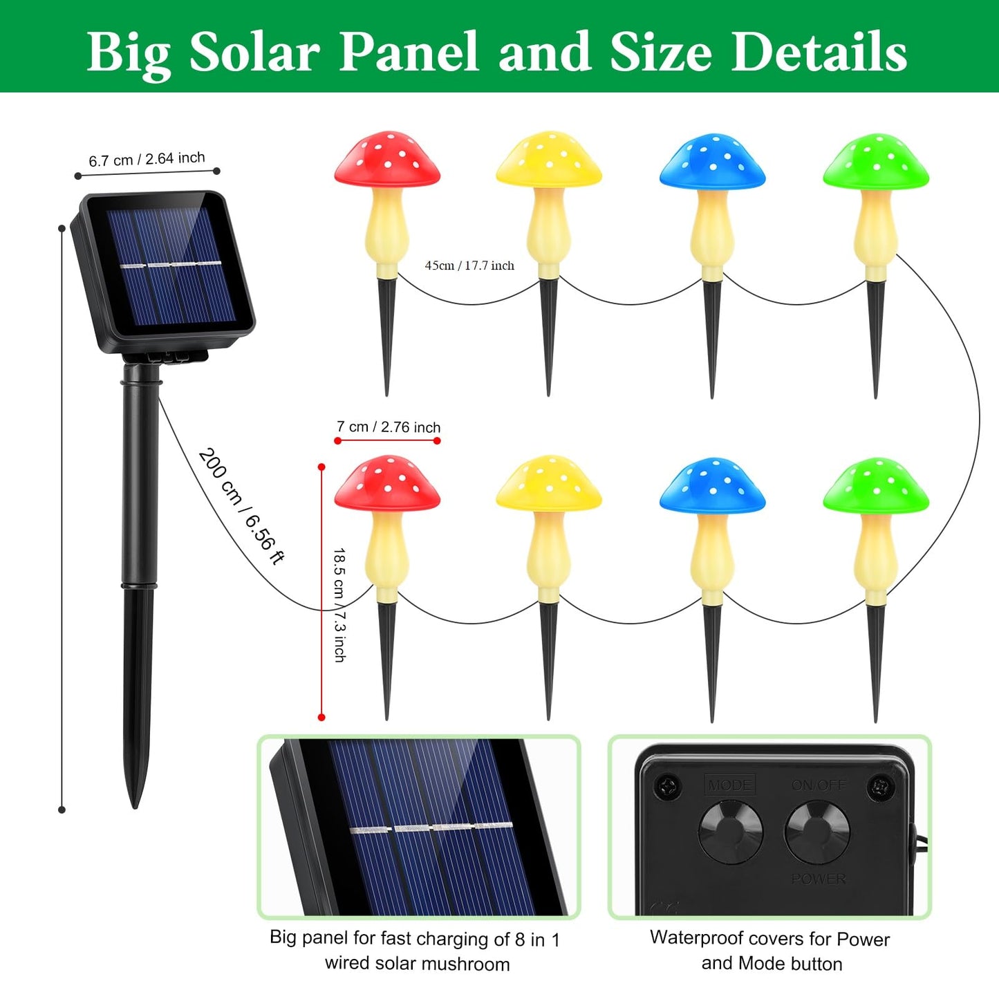 SmartYard Solar Mushroom Landscape Accent Light, 8 Modes And Set of 8 Pack