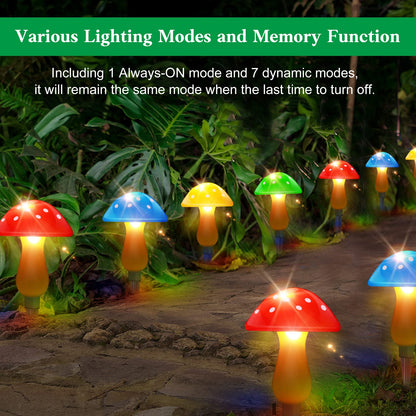 SmartYard Solar Mushroom Landscape Accent Light, 8 Modes And Set of 8 Pack