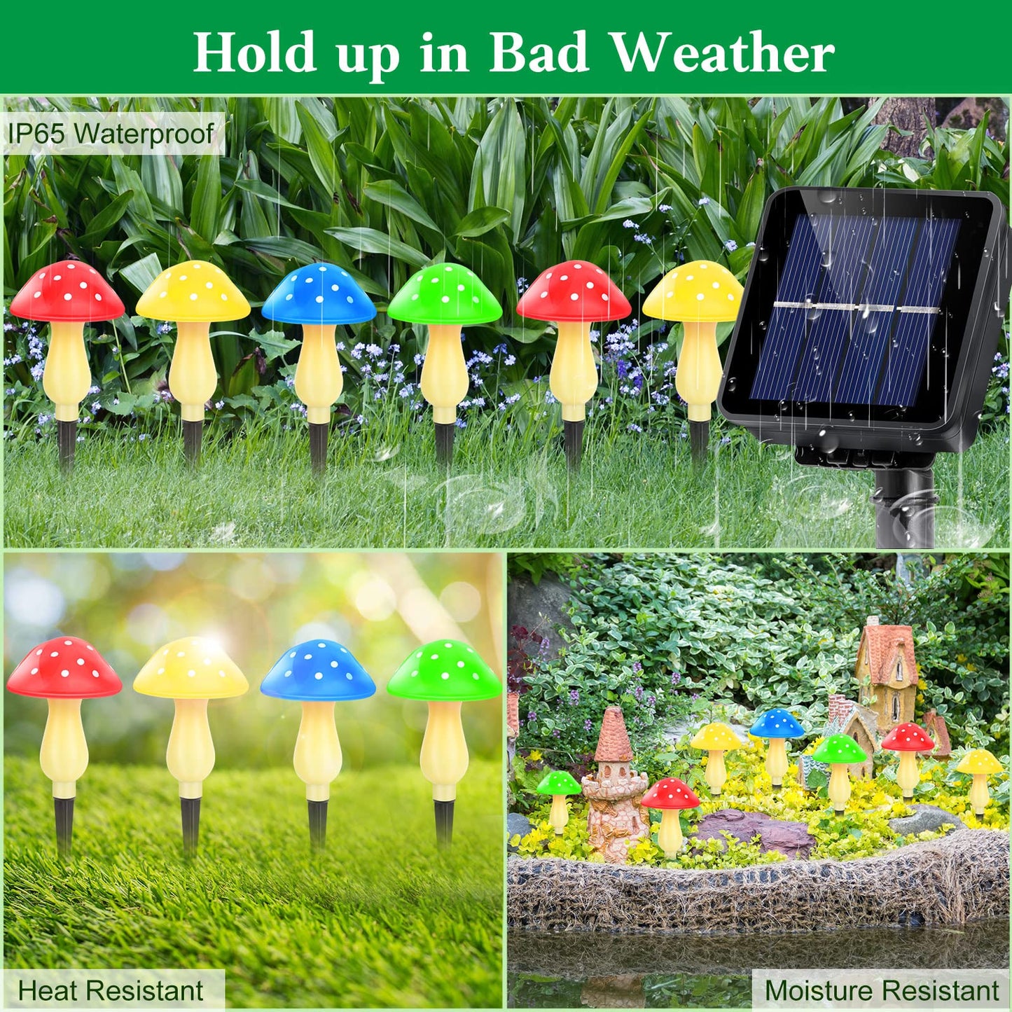SmartYard Solar Mushroom Landscape Accent Light, 8 Modes And Set of 8 Pack