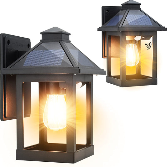 SmartYard Solar Wall Lanterns Outdoor with 3 Modes, Dusk to Dawn Motion Sensor LED Sconce Lights IP65 Waterproof, Exterior Front Porch 2 Pack