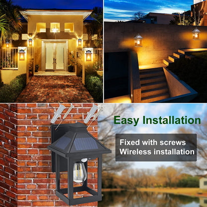 SmartYard Solar Wall Lanterns Outdoor with 3 Modes, Dusk to Dawn Motion Sensor LED Sconce Lights IP65 Waterproof, Exterior Front Porch 2 Pack