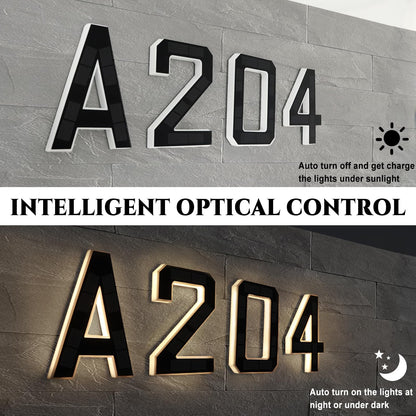 SmartYard 9 Inch Solar Lighted House Numbers for Outside, Light Up Waterproof LED Address Numbers Signs for Houses, Large Personalized Illuminated Exterior Modern House Numbers Light