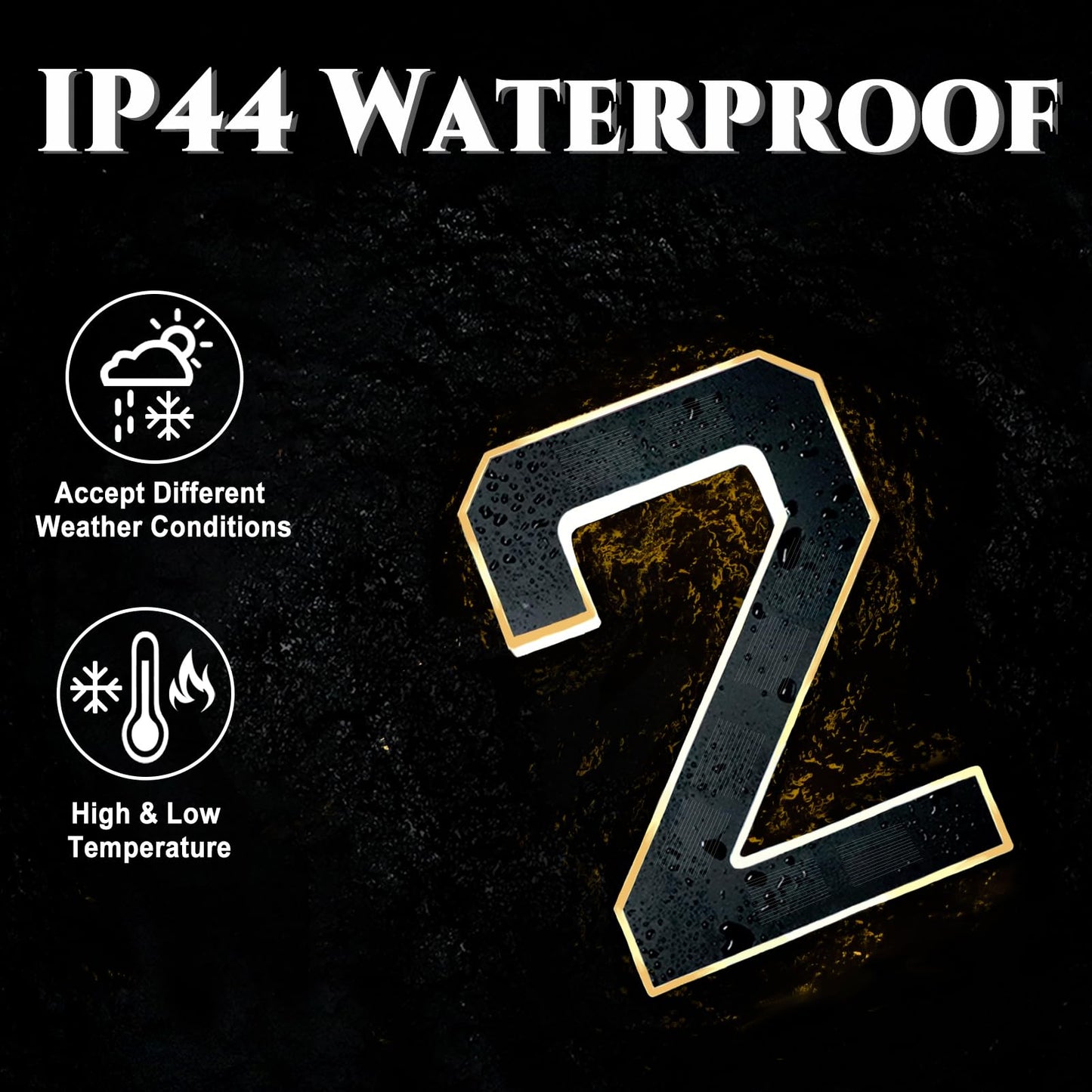 SmartYard 9 Inch Solar Lighted House Numbers for Outside, Light Up Waterproof LED Address Numbers Signs for Houses, Large Personalized Illuminated Exterior Modern House Numbers Light