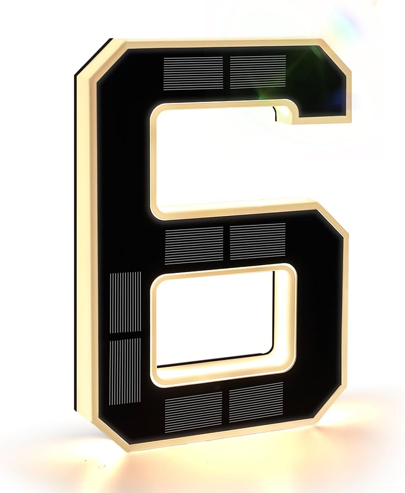 SmartYard 9 Inch Solar Lighted House Numbers for Outside, Light Up Waterproof LED Address Numbers Signs for Houses, Large Personalized Illuminated Exterior Modern House Numbers Light