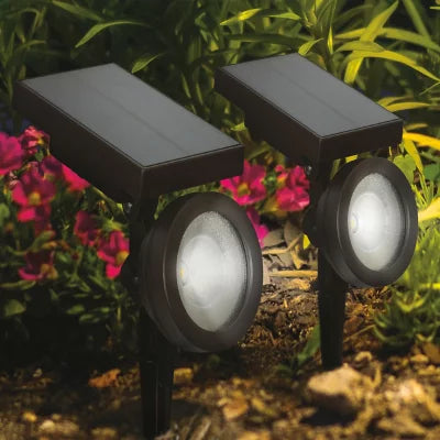 2-Piece LED Solar Spotlights - Oil-Rubbed Bronze 50 Lumen