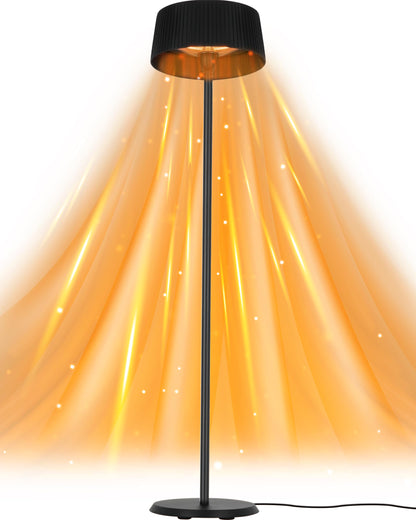 1500w Electric Patio Heater for Outdoor Stainless Steel Free Standing Infrared Space Heater with Adjustable Height and Dust Bag, Tip-over Protection