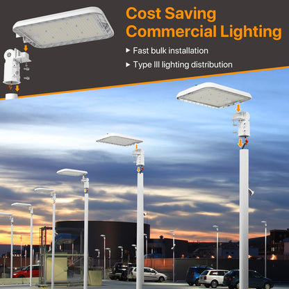 300W Hard Wire LED Street/Parking Lot Light, 45000LM Commercial Lighting with Slip Fitter Mount,IP65 5000K Dusk to Dawn Sensor