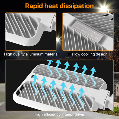 300W Hard Wire LED Street/Parking Lot Light, 45000LM Commercial Lighting with Slip Fitter Mount,IP65 5000K Dusk to Dawn Sensor