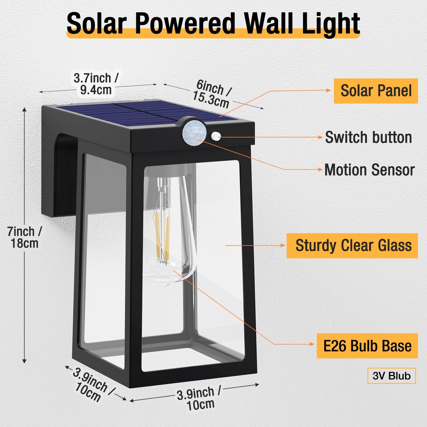 2 Pack Solar Porch Lights Outdoor Motion Sensor, Solar Wall Lights with 2 Modes & Waterproof, Dusk to Dawn