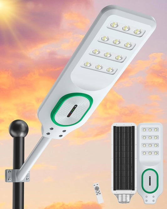 5000W Solar Street Lights Outdoor Waterproof 150000 Lumen Bright Heavy Duty Dusk to Dawn Parking Lot Lights, Large LED