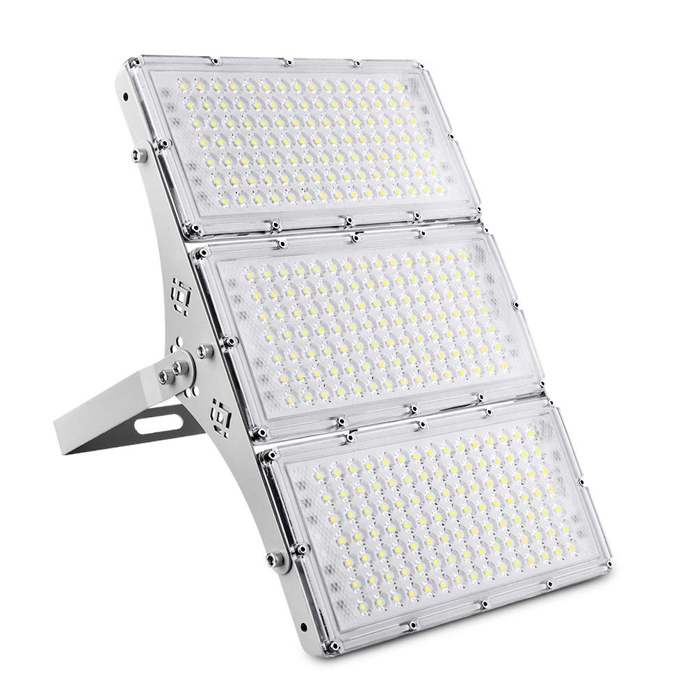 300W LED Flood Light, Hard Wired 24000LM Stadium Lights, 6000K Daylight White, 1500W Halogen Equivalent, IP66 Waterproof