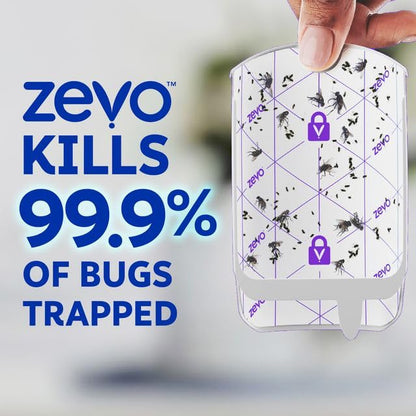 Zevo 2 Flying Insect Traps & 2 Refill Cartridges - Plug in Fly Trap & Indoor Bug Catcher for Gnats, House & Fruit Flies - Blue & UV Light Technology, Mess-Free Alternative to Bug Zapper