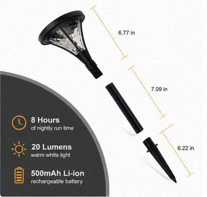 Berkley Jensen Set of 4 Aluminum Solar LED Pathway Lights, 20 Lumens, Graphite Black Finish