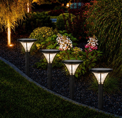 Berkley Jensen Set of 4 Aluminum Solar LED Pathway Lights, 20 Lumens, Graphite Black Finish
