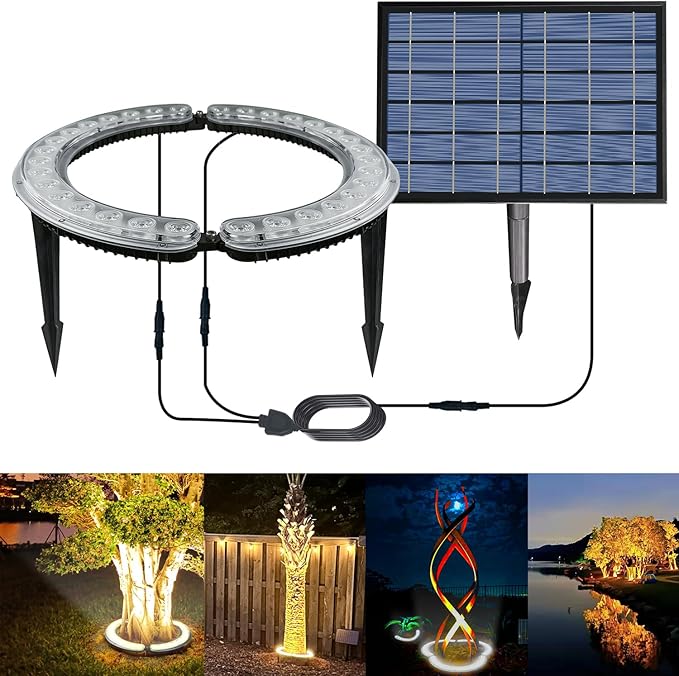Aluminum Solar Palm Tree Lights Outdoor Uplight Landscape Spotlights Solar Powered 32 LEDs - Outdoor Solar Outlet