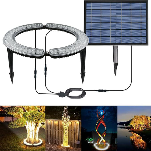 Aluminum Solar Palm Tree Lights Outdoor Uplight Landscape Spotlights Solar Powered 32 LEDs - Outdoor Solar Outlet