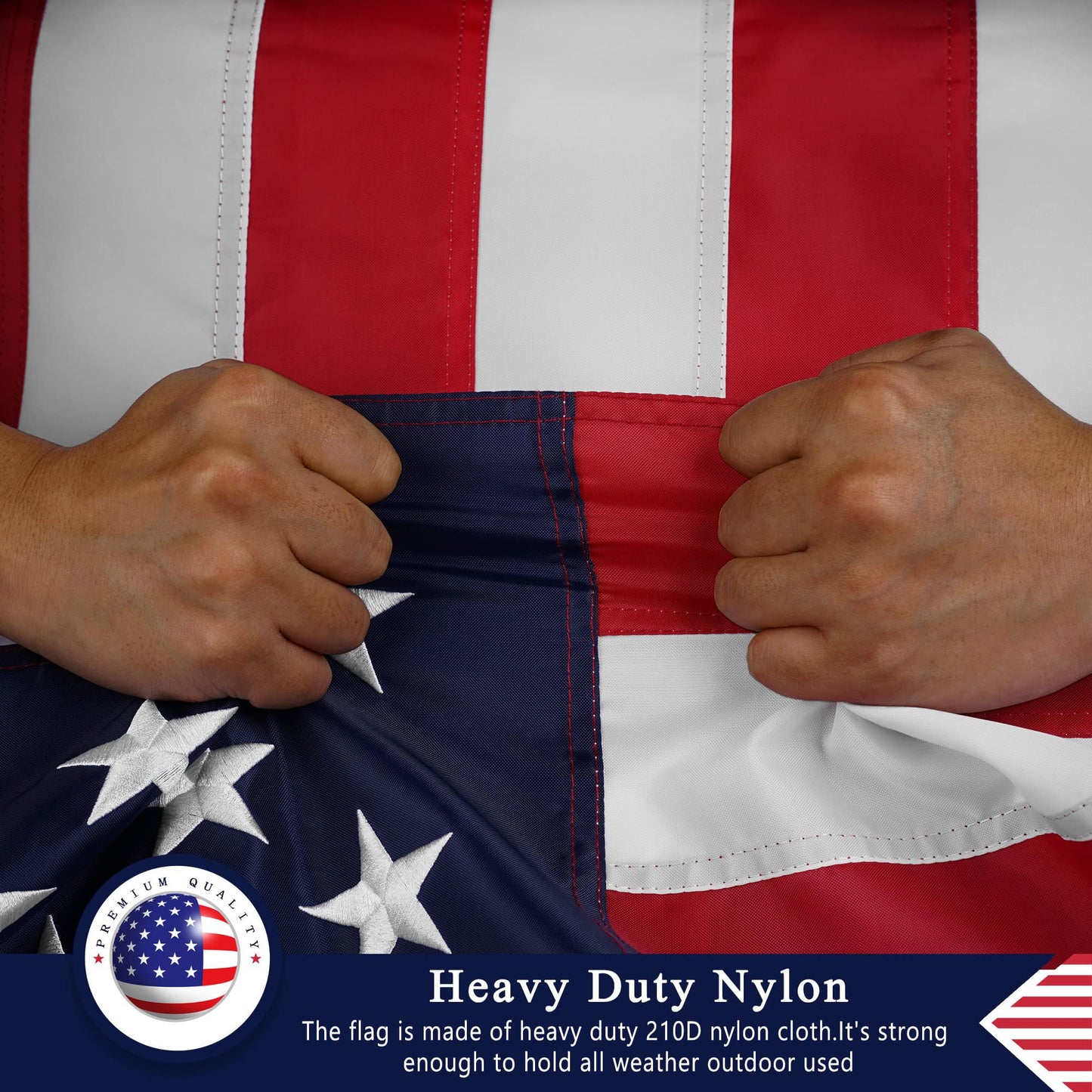 American Flag 4x6 Ft for Outside, Heavy Duty Nylon US Flags for High Wind Outdoor, Fade Resistant and Waterproof USA Flag with Embroidered Stars, Sewn Stripes, Brass Grommets - Outdoor Solar Outlet