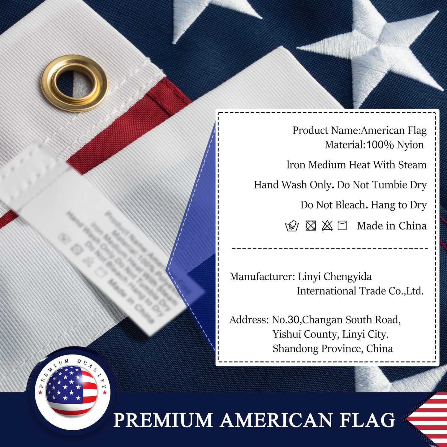 American Flag 4x6 Ft for Outside, Heavy Duty Nylon US Flags for High Wind Outdoor, Fade Resistant and Waterproof USA Flag with Embroidered Stars, Sewn Stripes, Brass Grommets - Outdoor Solar Outlet