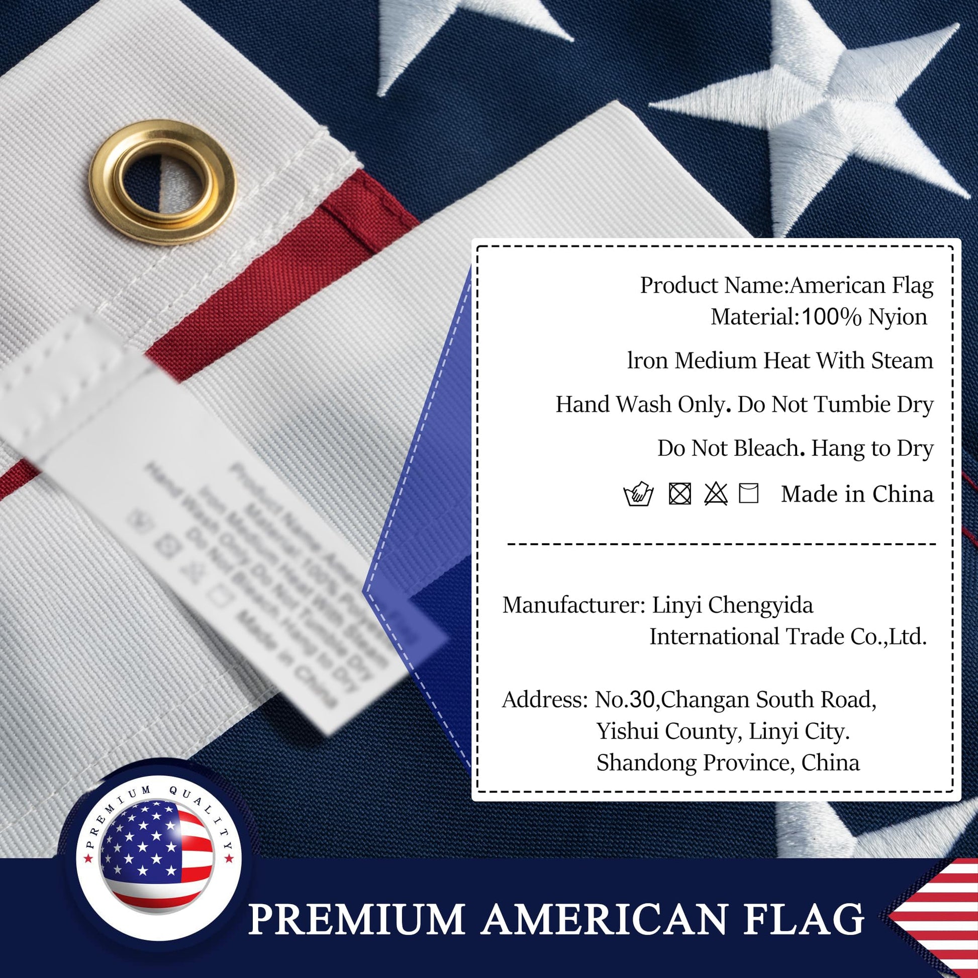 American Flag 4x6 Ft for Outside, Heavy Duty Nylon US Flags for High Wind Outdoor, Fade Resistant and Waterproof USA Flag with Embroidered Stars, Sewn Stripes, Brass Grommets - Outdoor Solar Outlet