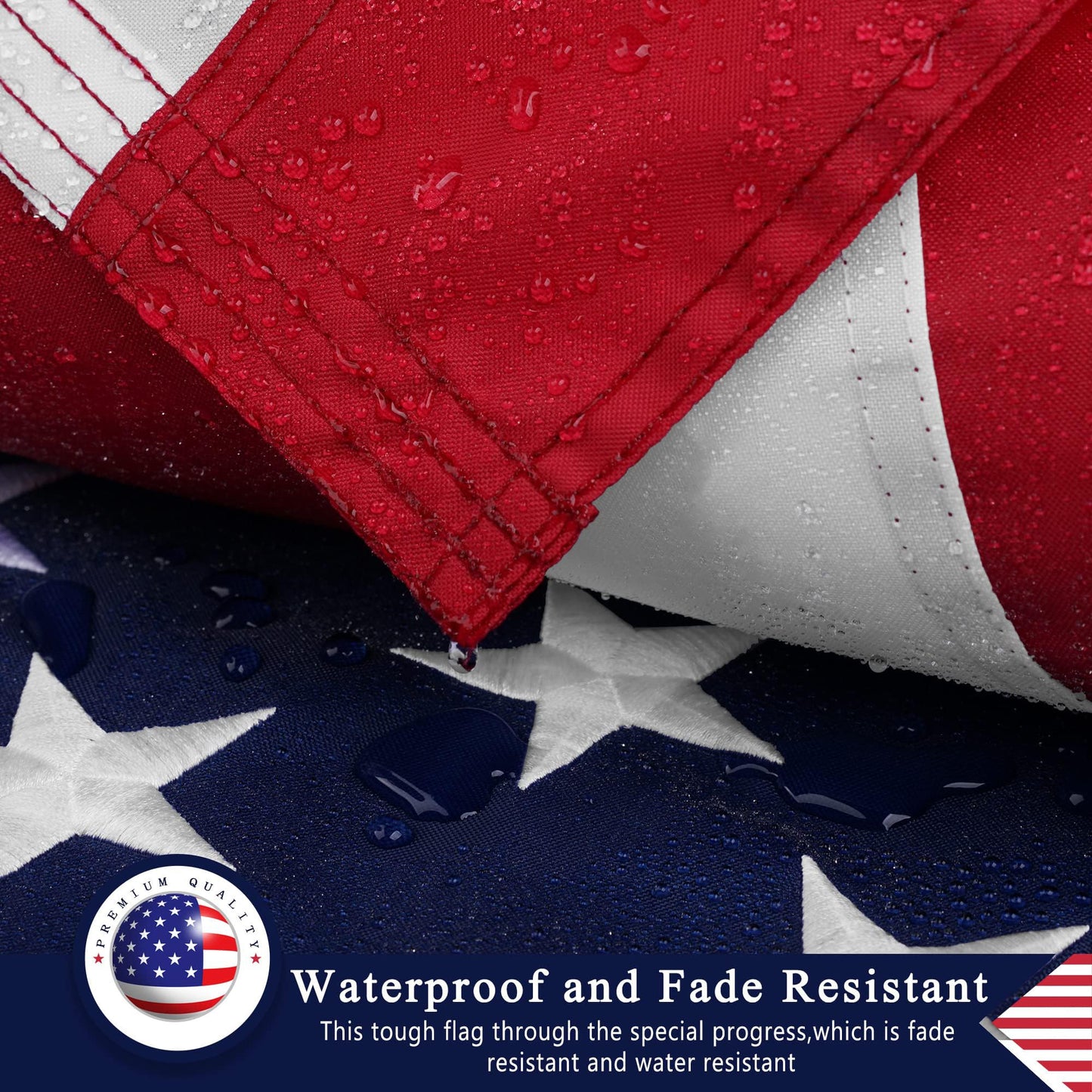 American Flag 4x6 Ft for Outside, Heavy Duty Nylon US Flags for High Wind Outdoor, Fade Resistant and Waterproof USA Flag with Embroidered Stars, Sewn Stripes, Brass Grommets - Outdoor Solar Outlet