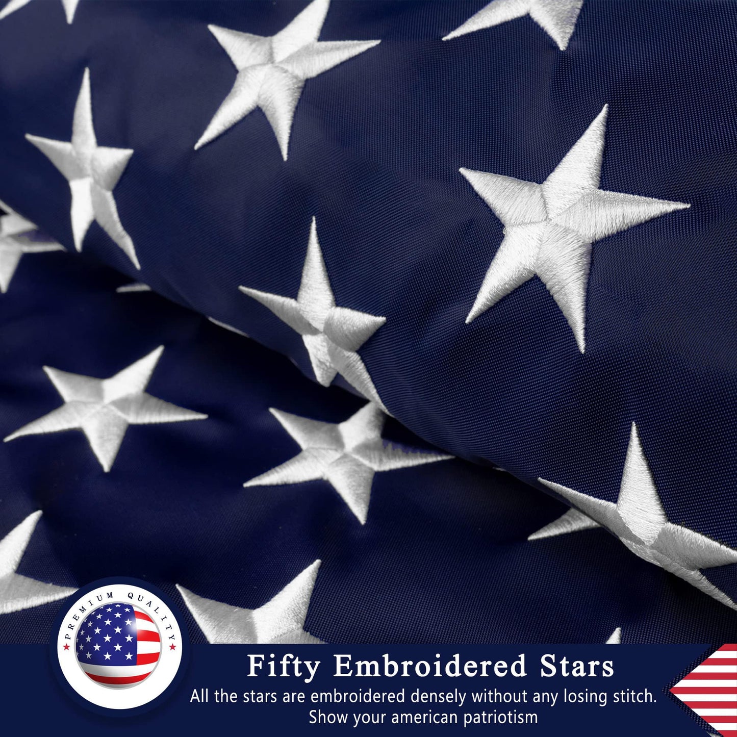 American Flag 4x6 Ft for Outside, Heavy Duty Nylon US Flags for High Wind Outdoor, Fade Resistant and Waterproof USA Flag with Embroidered Stars, Sewn Stripes, Brass Grommets - Outdoor Solar Outlet