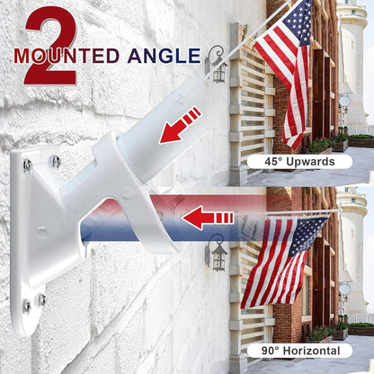 American Flag with Pole for Outside House - 5ft Wall Mount Flag Pole Kit with 3x5 Embroidered US Flag, Stainless Steel Flagpole, Tangle-Free Ball Bearing Rings, Aluminum Holder Bracket - Outdoor Solar Outlet