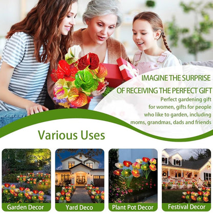 Anthurium Plant Solar Flowers Lights 2 Pack-16 Flowers - Outdoor Solar Outlet