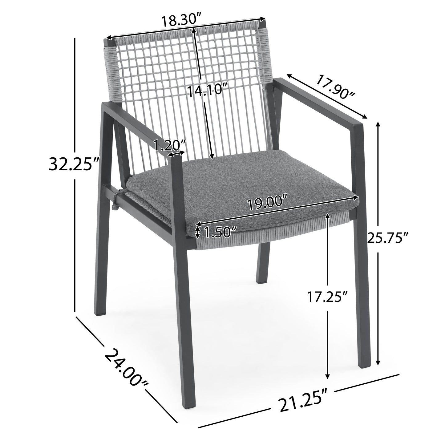 Modern 7-Piece Outdoor Dining Table & Woven Back Chair Set