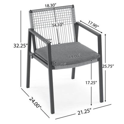 Modern 7-Piece Outdoor Dining Table & Woven Back Chair Set